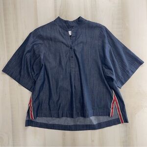 GOOD COMPANY SHOP high end chambray tunic top blouse split hem goodcompany.shop